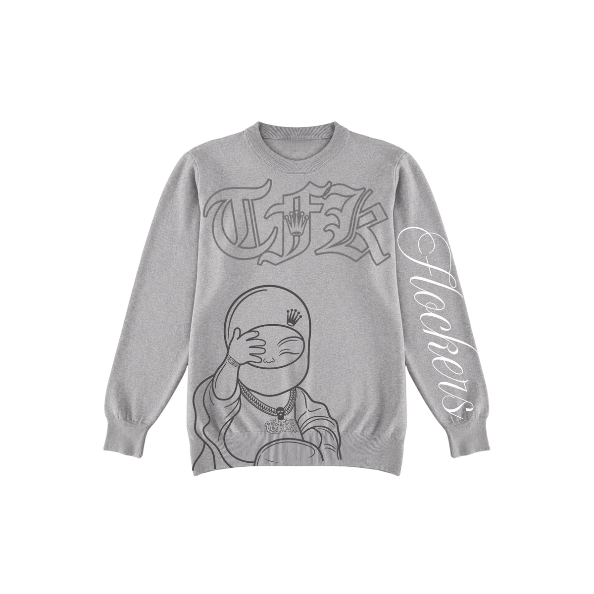 Grey-Buddha Flocker Crewneck