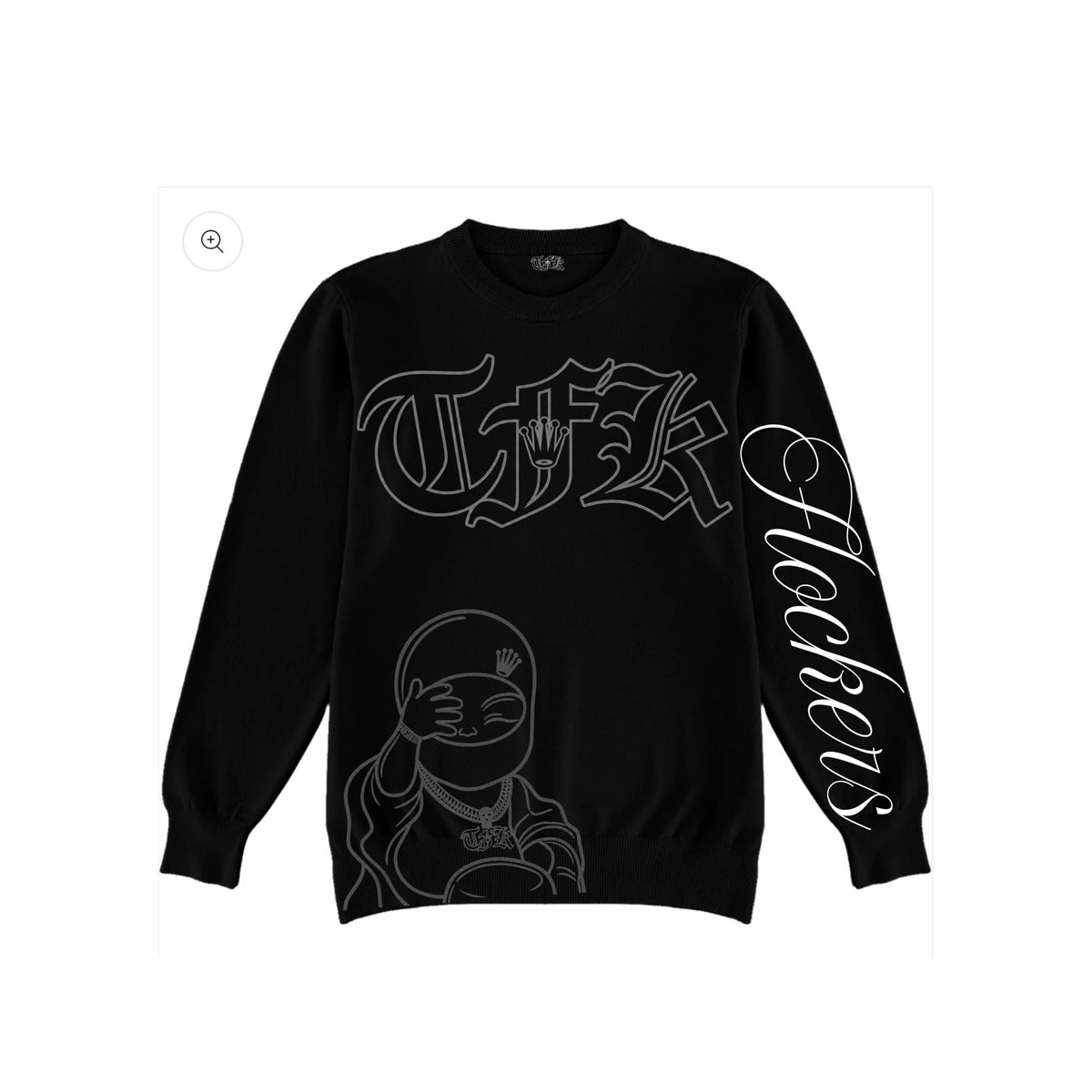 Blk-Buddha Flocker Crewneck